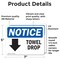 Signmission Towel Drop (Down Arrow) Sign With Symbol, 7 in W x Rectangle, Vinyl Decal OS-2PACK-NS-D-57-L-18705 - alternate 4
